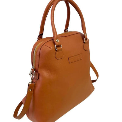 Maxi bauletto in cuoio con brand
