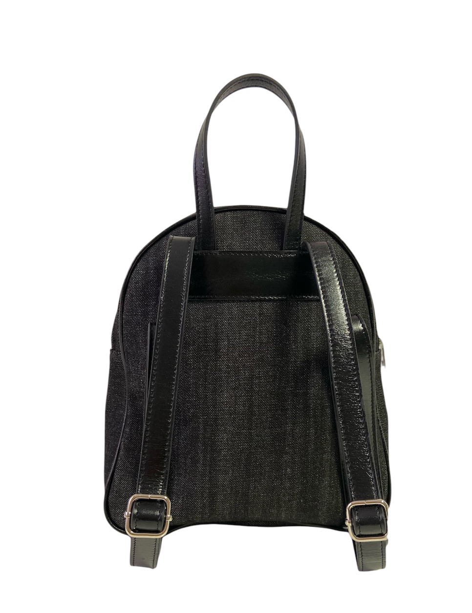 Small denim backpack with glasses